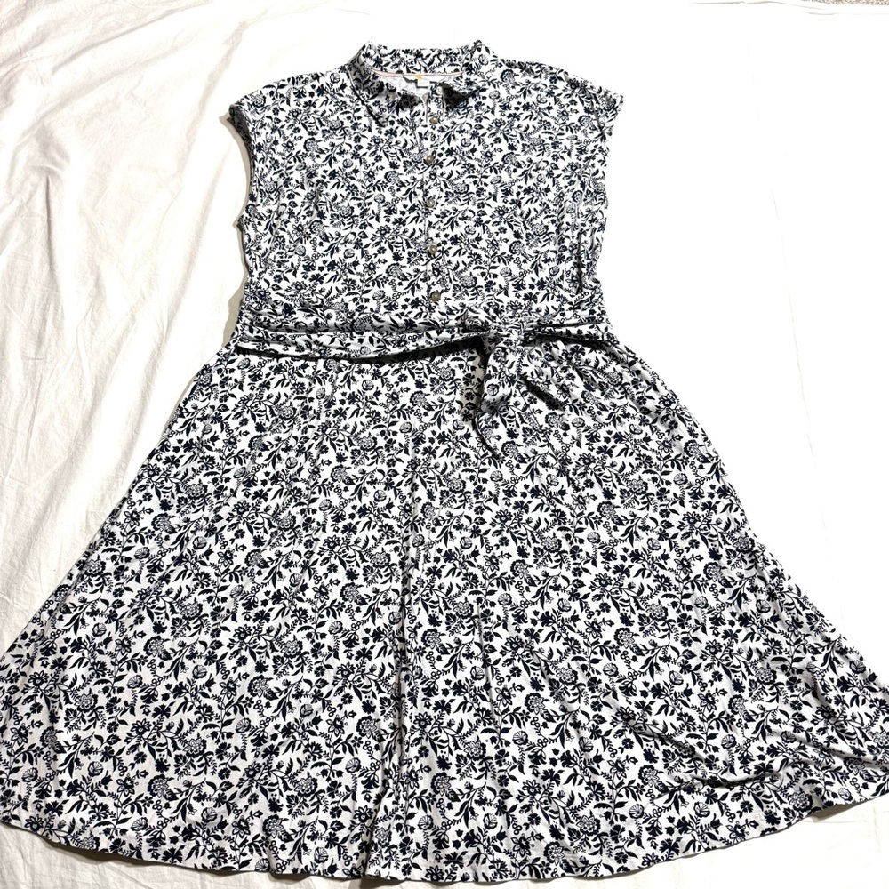 Boden Black and White Floral Midi Dress